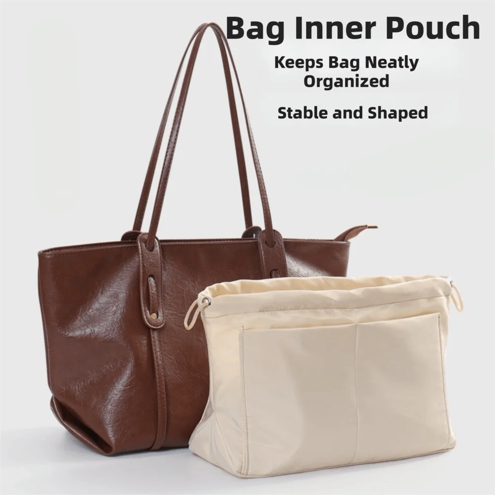Schlichte Damenhandtasche mit Mehreren Fächern Multifunktionale Innentasche Leichte Kosmetiktasche für Aufbewahrungszwecke