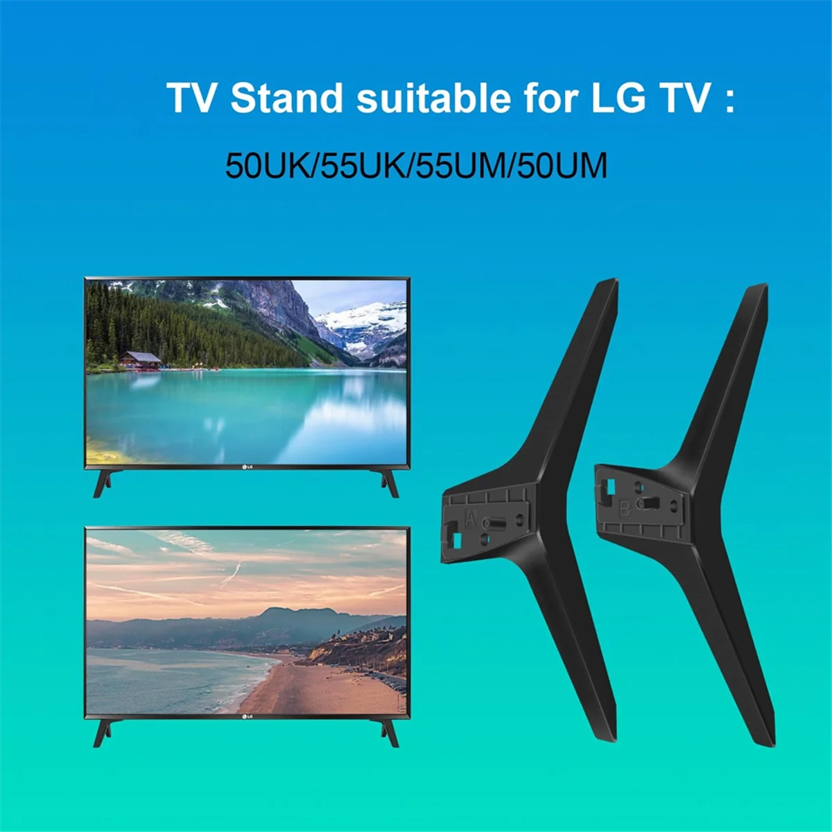 Fashion Stand for LG TV Legs Replacement,TV Stand Legs for LG 49 50 55Inch TV 50UM7300AUE 50UK6300BUB 50UK6500AUA Without Screw