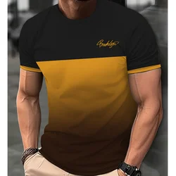 Camiseta masculina de manga curta estampada em 3D, camiseta com letra simples, moda casual, roupa diária, camiseta superior, verão