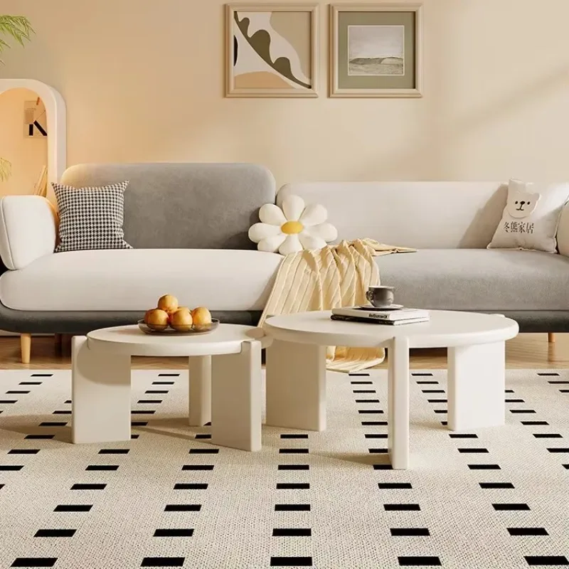 

Modern simple combination coffee table, living room household, small apartment cream style, large and small