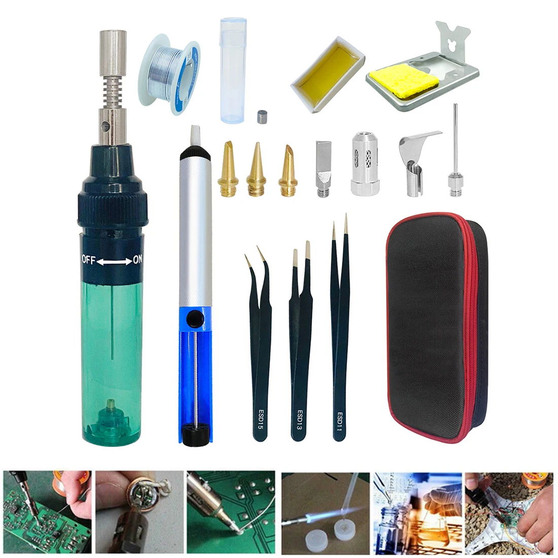 

4 IN 1 Gas Soldering Iron Gas Blow Torch Gun Portable Wireless Heating Tool Electric Blow Pen Torch Welding Tool for Motherboard