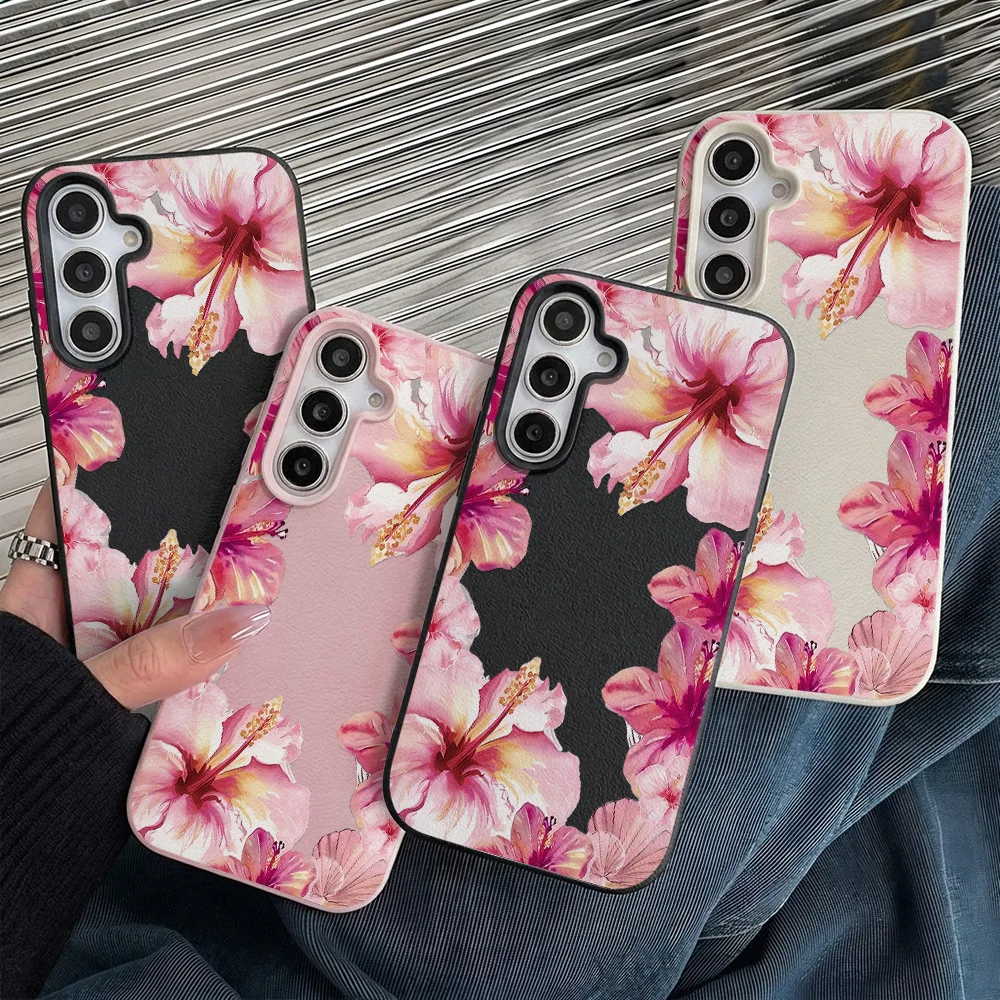 Phone Case for Samsung Galaxy S26 S25 S23 Ultra S24 FE A57 A56 A55 A54 A53 5G A07 A06 A15 4G Cases Watercolor gradient hibiscus