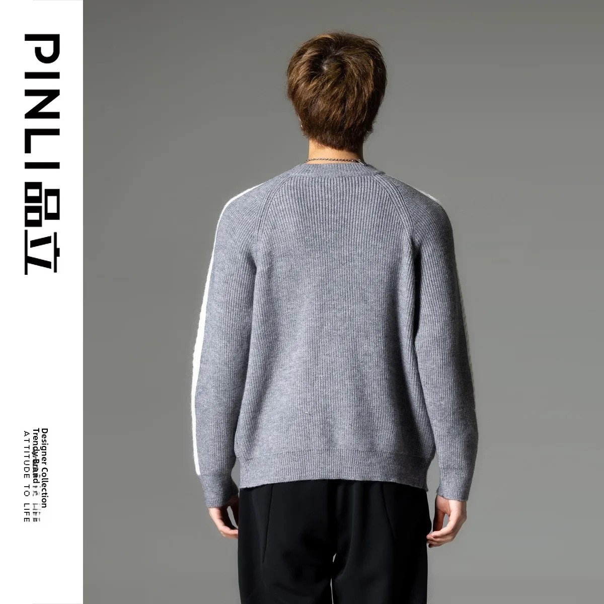 

Pinli осень зима новый цвет Blo круглый Ne вязаный свитер мужской повседневный универсальный длинный свитер Sve Crew Ne Faionab...