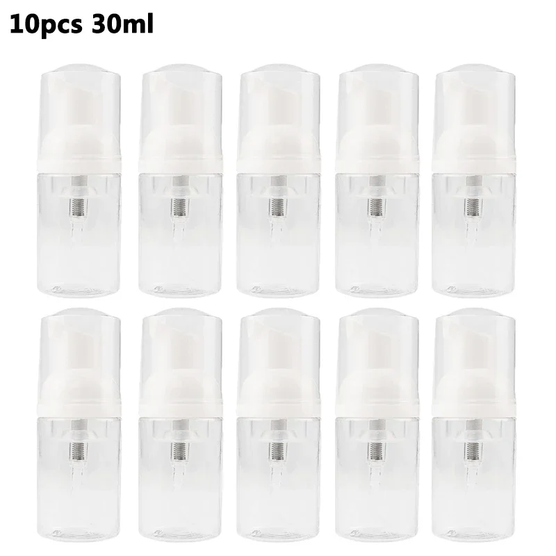 

10 pack 30ml Portable Foam Bottle Empty Pump Clear Bottle Mini Foam Bottle Foaming Soap Dispenser Pump Bottles for Travel