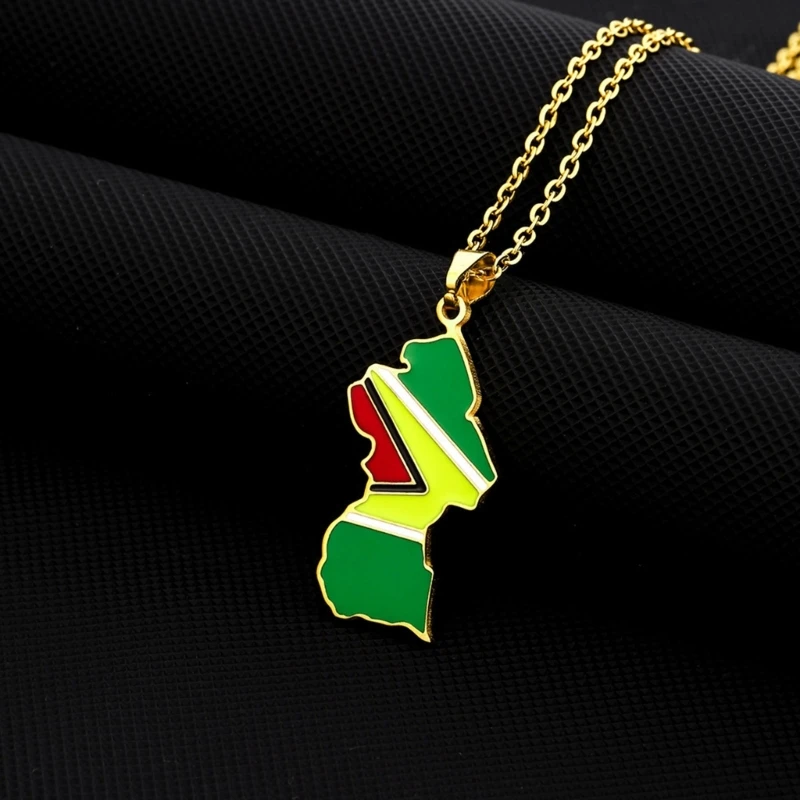 Fashion Guyana Map Pendant Necklace Jewelry Charm Thin Chain Necklace Drop Shipping