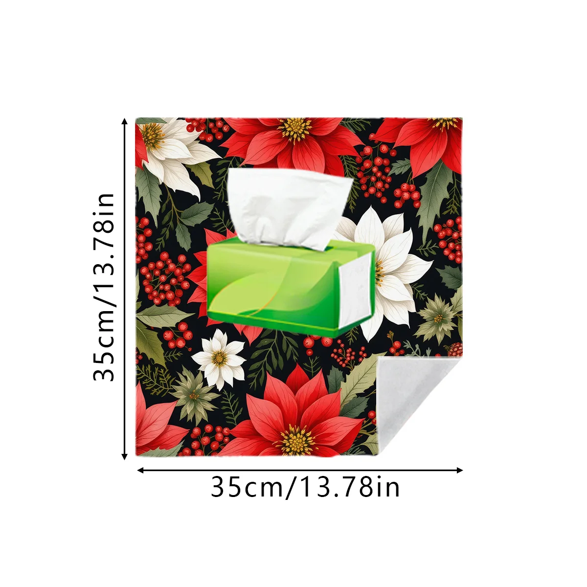 1pc Self-Adhesive Magic Wrap Cloth Vintage Christmas Poinsettia Floral Print Magic Cloth Scratch-Resistant Comfort Towel Desig