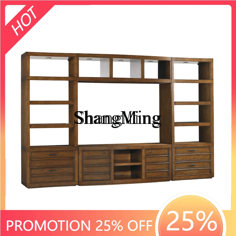 

CL style distressed single bookcase villa home combination TV wall cabinet luxury storage cabinet