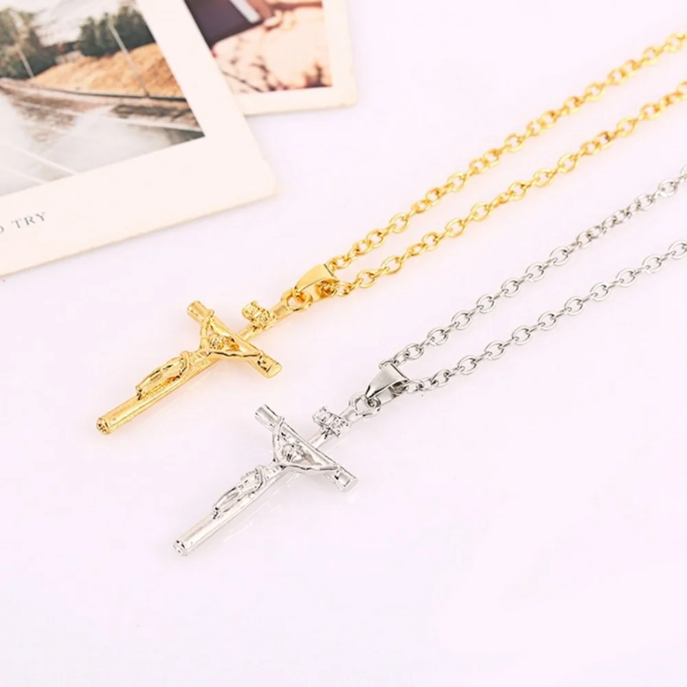 Mode Gold Farbe Halsband Schmuck Geschenk INRI Kreuz Halsketten & Anhänger Frauen Männer Geschenke