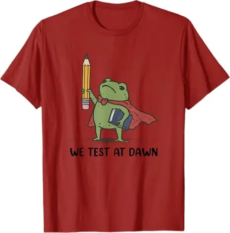 We Test At Dawn Test Day Coordinator Final Exam Teacher Frog T-Shirt Y2k Schoolwear Cute Aesthetic Saying Tee Cool Neuheit Geschenk – Detail 10