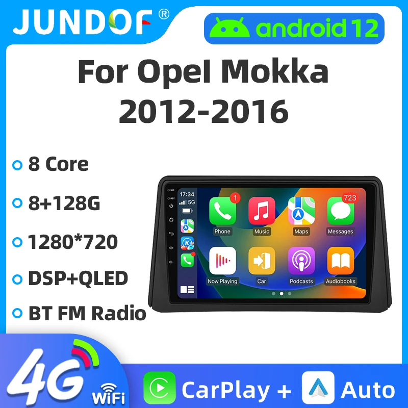 Jundof Android 12 Car Radio For Opel Mokka 1 2012-2016 Multimedia Video Player Auto Carplay Navigation GPS No 2 din 2din DVD