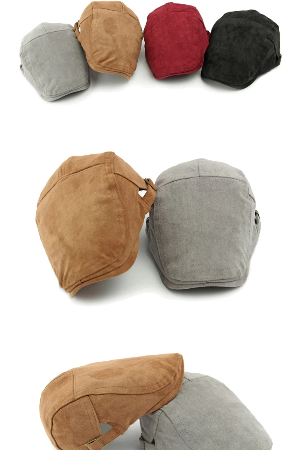 HT4954 Retro-Künstler-Maler-Baskenmütze aus Wildleder, verstellbare Ivy-Flatcap für Herren und Damen, Frühling, Herbst, Winter, Baskenmützen – Detail 2