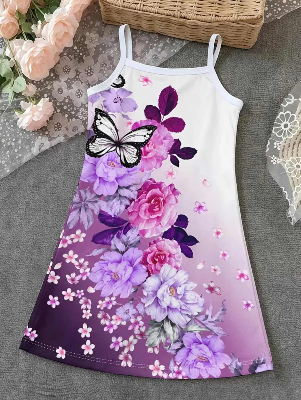 Dress for Girls Bohemian Floral Print Summer Dress Loose Sundress Little Kids Beach Vacation Casual Princess Party Girl Clothing