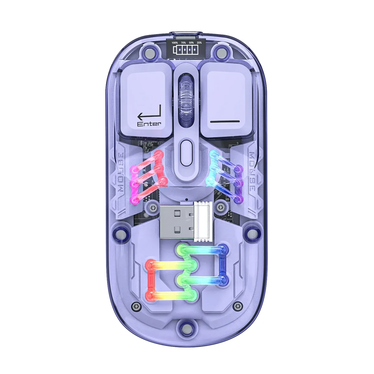 A49T BM200 Dual-Mode Mouse RGB Luminous 2.4G Wireless Bluetooth Transparent Gaming E-Sports Computer Office Mouse