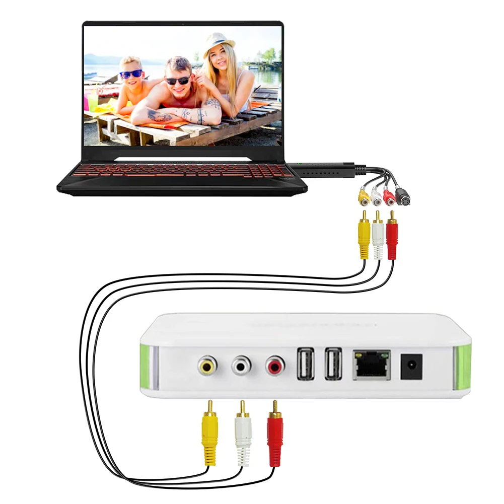 맥 PC용 USB 2.0 비디오 캡처 카드, 비디오 오디오 변환기, 오디오 캡처 어댑터 카드, VHS VCR TV DVD VHS-디지털 변환기