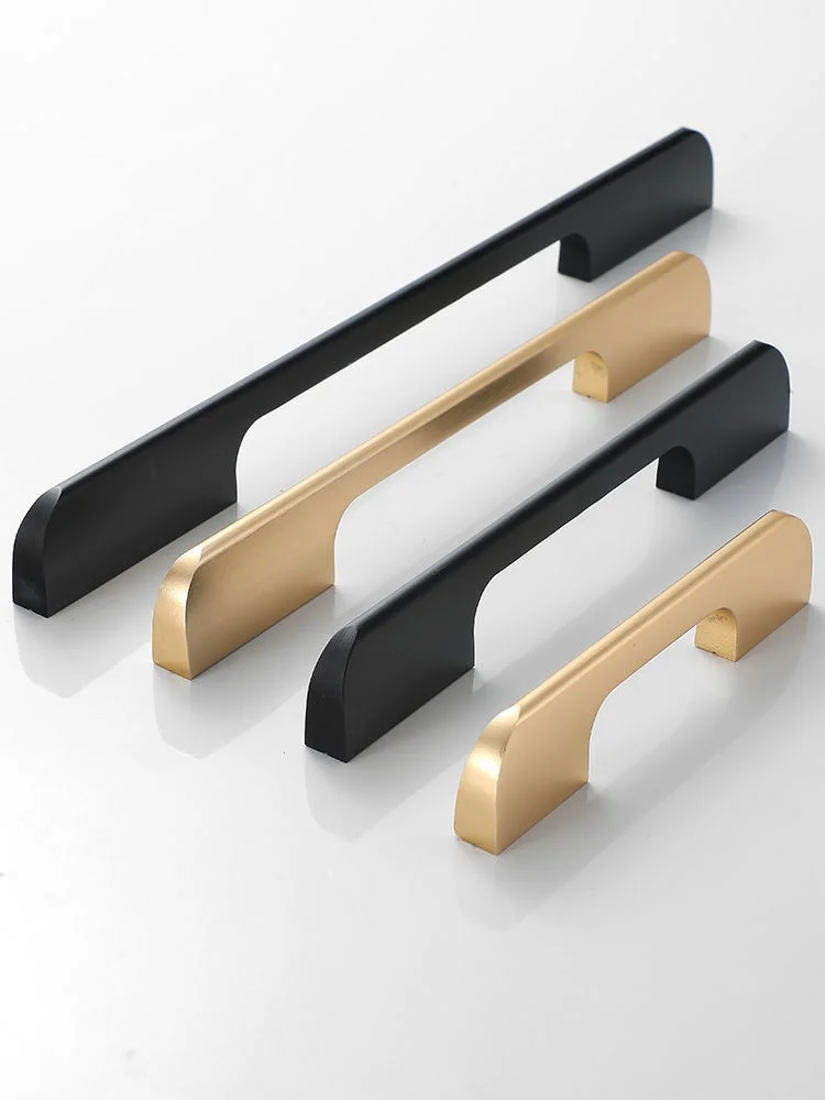 

Cabinet door handle Modern simple cabinet drawer American extended wardrobe door handle Black copper Nordic door handle