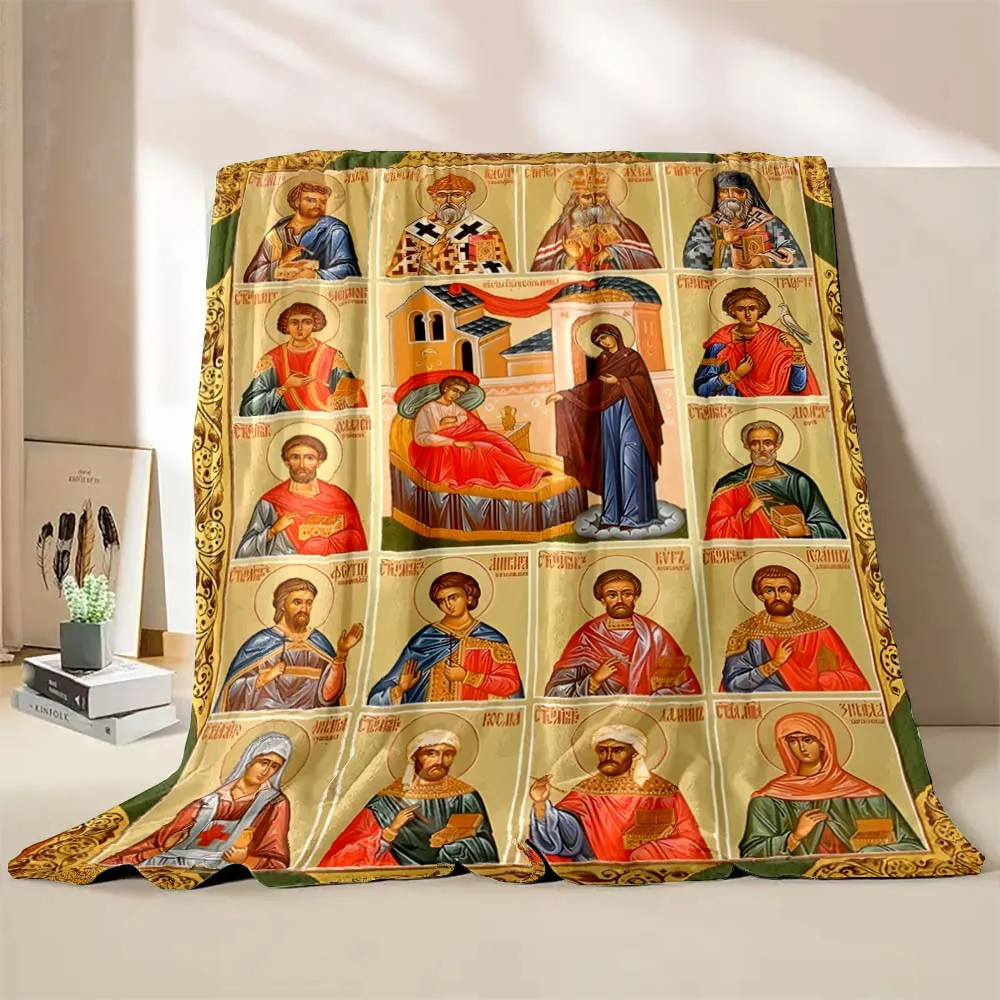 بطانية مطبوعة للبالغين والأطفال ، يصلي مسيح العذراء مريم ، ناعم ومريح ، للسفر في المنزل ، دافئ ، 6 أحجام