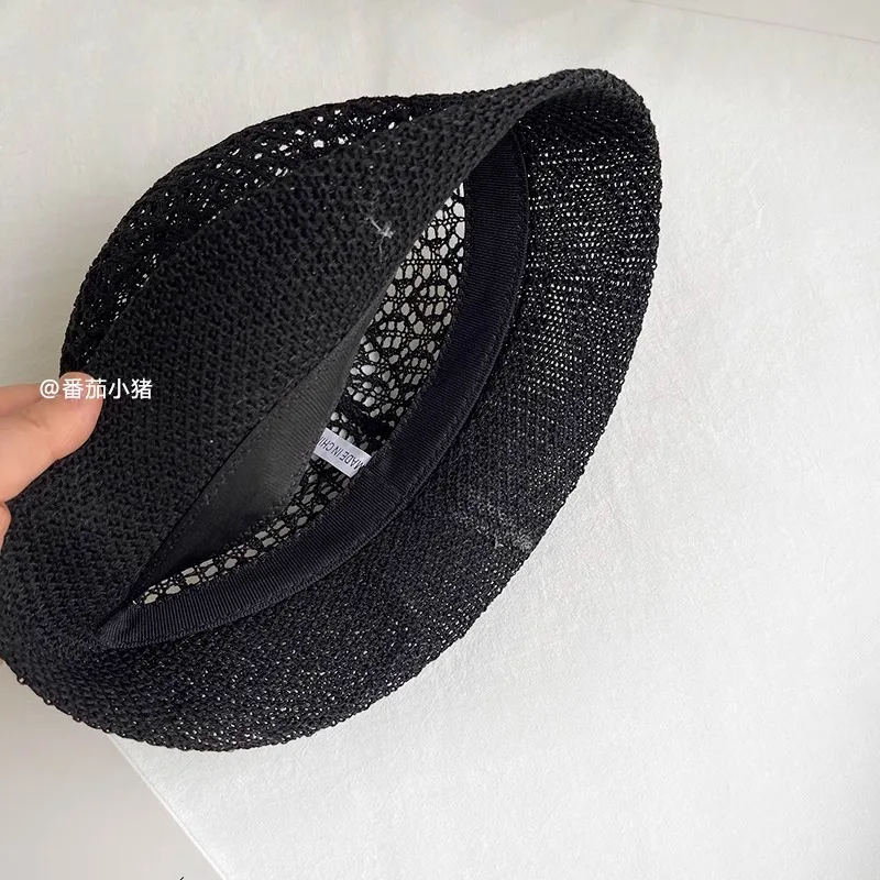 Summer Knitted Fisherman Hat for Women Breathable Sun Protection and Sunshade Hat Fashionable Basin Hat for Outings