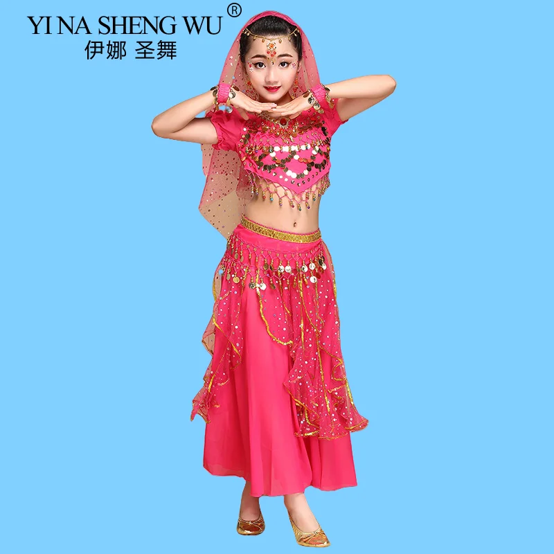 Belly Dance Costumes for Kids Girls Children Belly Dance Skirt Bollywood Dancing Dress Performance Competition Indian Cloth Set