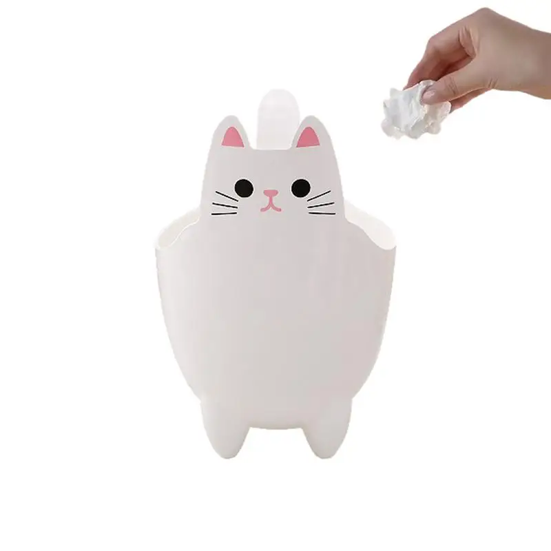 Desktop Trash Can Without Cover Cute Cat Shape Living Room Bedroom Garbage Waste Bins Sundries Storage Bucket Household Supplies