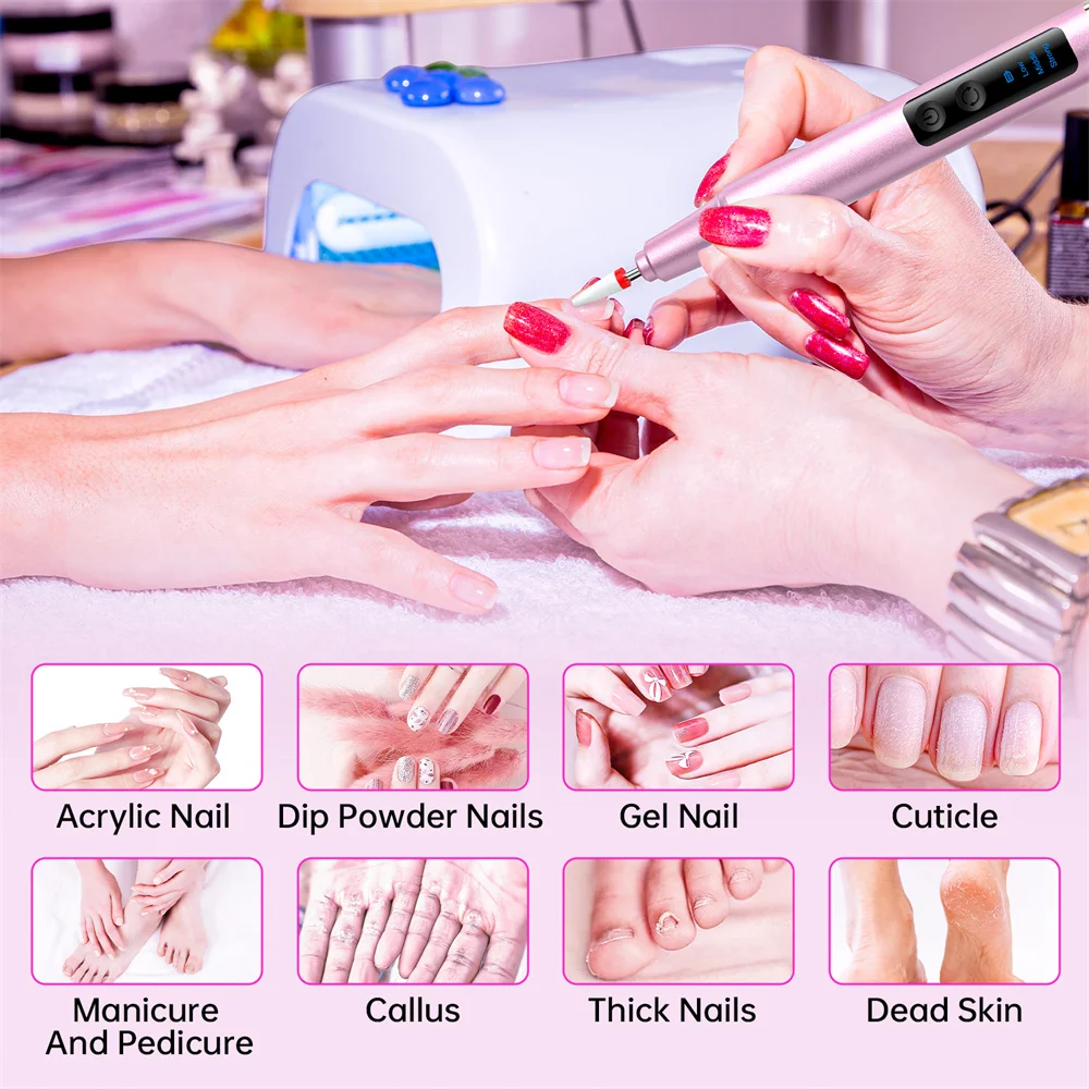 Perceuse à ongles électrique aste par USB pour gel acrylique, outils de polissage des ongles, manucure et pédicure, salon à domicile, N64.