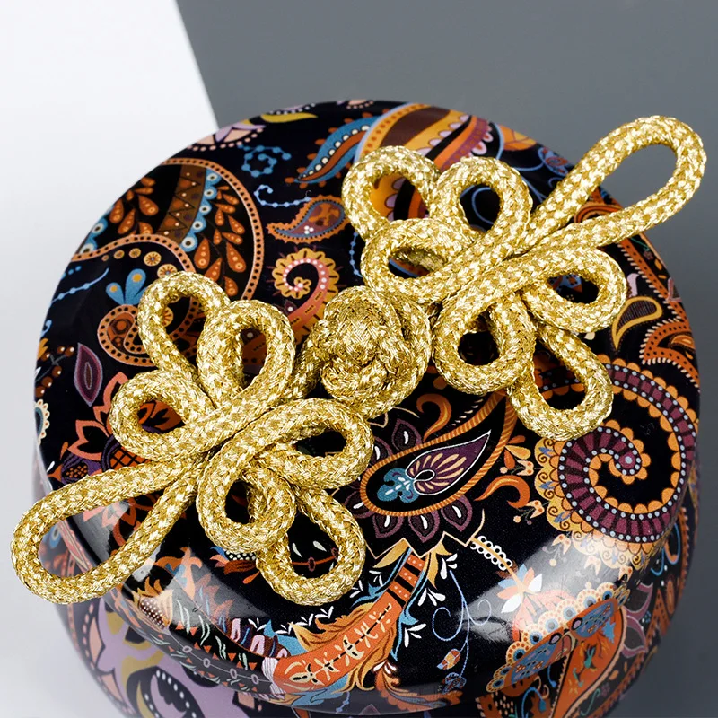 High-quality Golden Plate Buckle Retro National Tide Hand-woven Button DIY Improved Hanfu Chinese Decorative Accessories