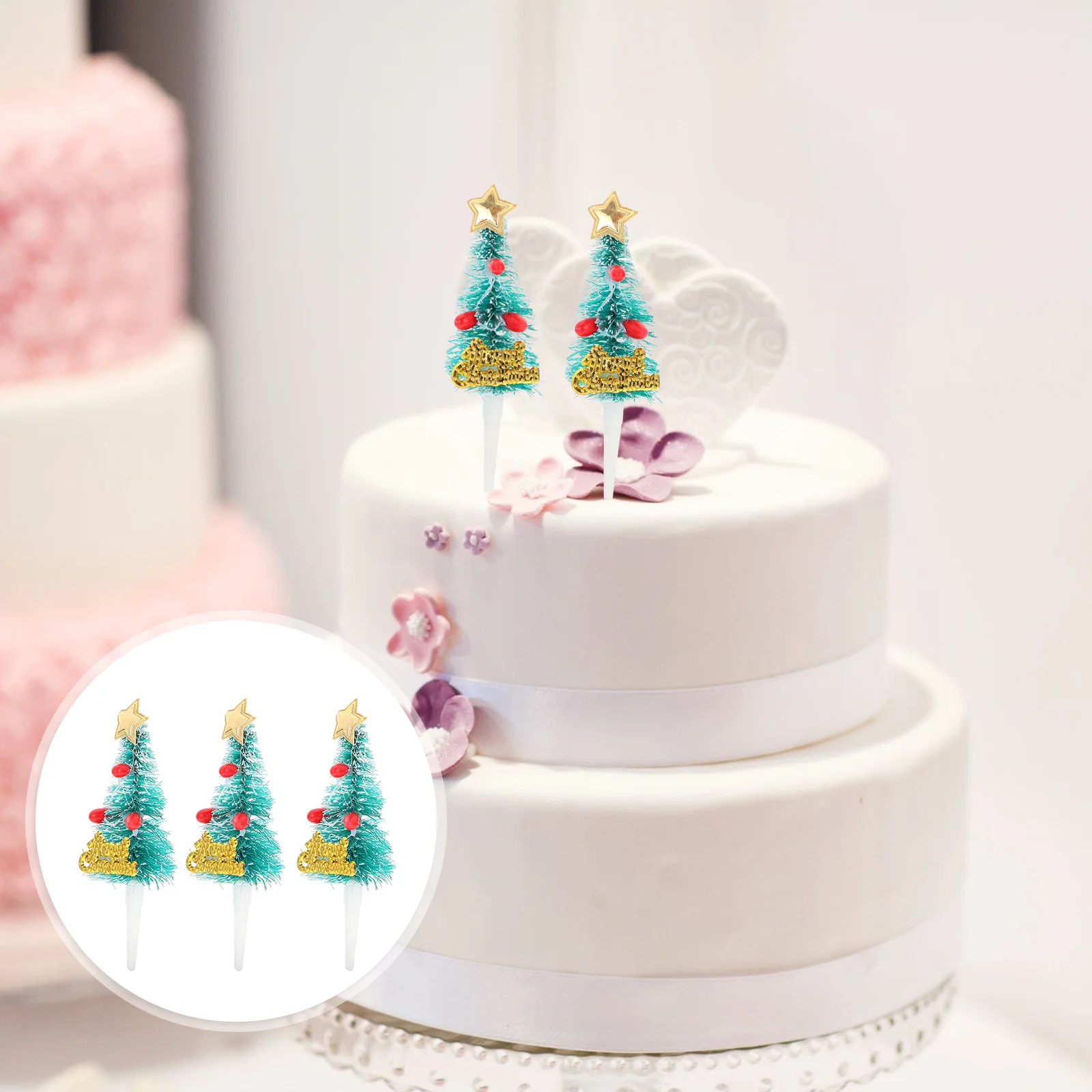 

30 Pcs Christmas Cake Picks Insert Tree Cakes Polymer Clay Cupcake Ornament Toppers Decorations