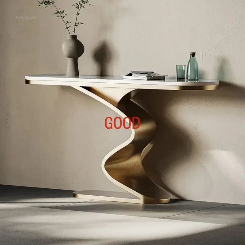 Italian Creative Console Table Modern Living Room Furniture Brushed Stainless Steel Entryway Tables Home Decor Narrow Table r