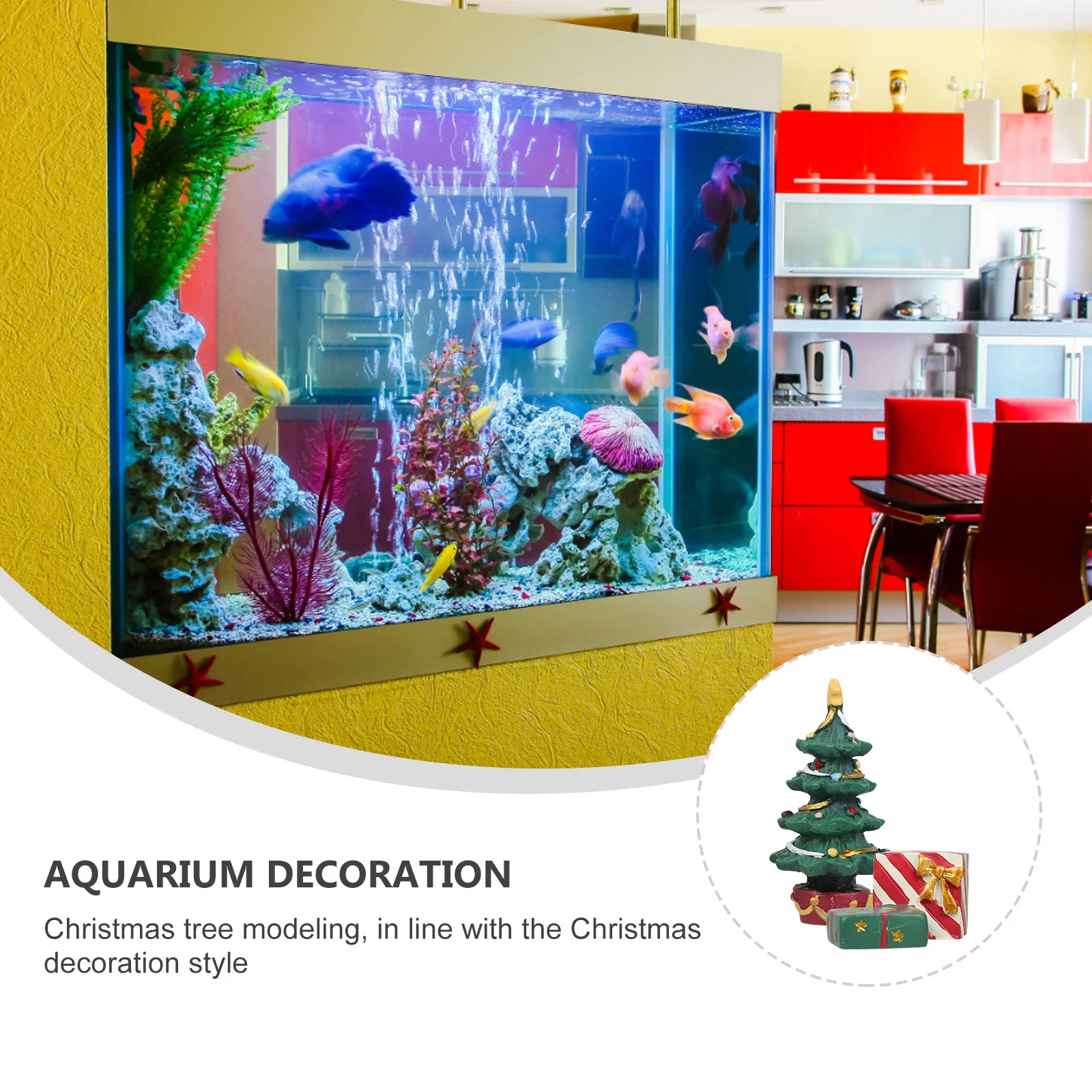 

1Set Mini Christmas Aquarium Ornament Resin Xmas Tree Fish Tank Decor Gift Box Xmas Aquarium Ornament Fish Tank Decoration