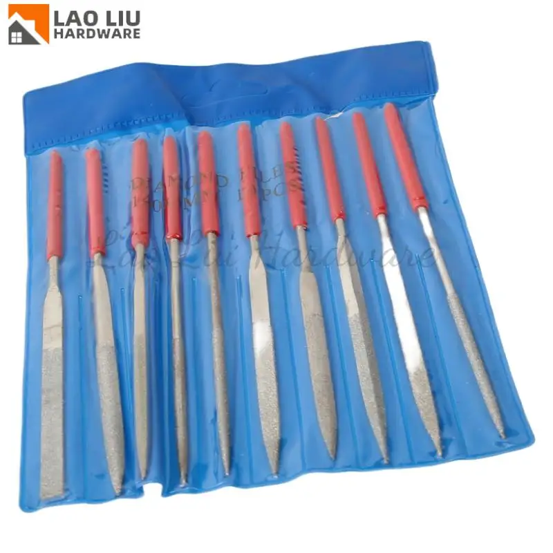 

10 шт. 140x3 мм алмазный плоский смешанный напильник для металла, ювелирного камня, полировки камня, резьбы по дереву, ремесленное покрытие, игольчатый напильник