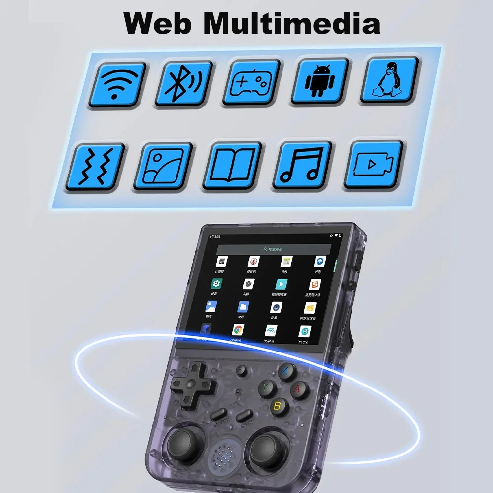 RG353V/RG353VS Handheld Retro Video Game Console with 3.5-inch IPS Screen, HDMI Output, Android/Linux Operating System