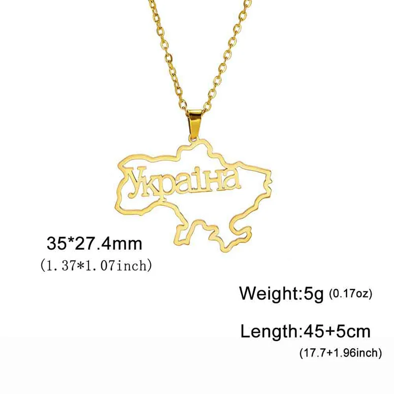 Mode Umriss Ukraine Karte Halskette Kette Halsband Hals Edelstahl Schmuck Ästhetische Halsketten Geschenke accesorios para mujer – Detail 40
