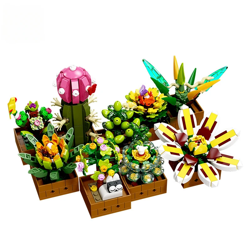 

New children's toy assembly DIY simulation building blocks flower bouquet creative home decoration