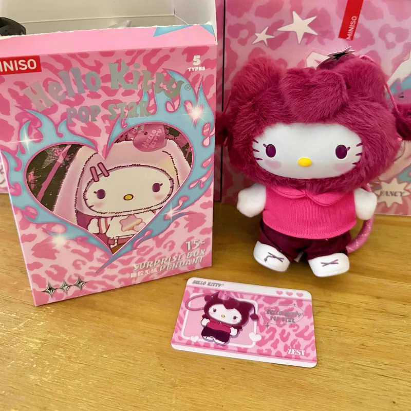 MINISO Sanrio персонажи Hello Kitty попстар серии слепая коробка виниловое лицо плюшевая кукла кулон брелок Рождественский подарок