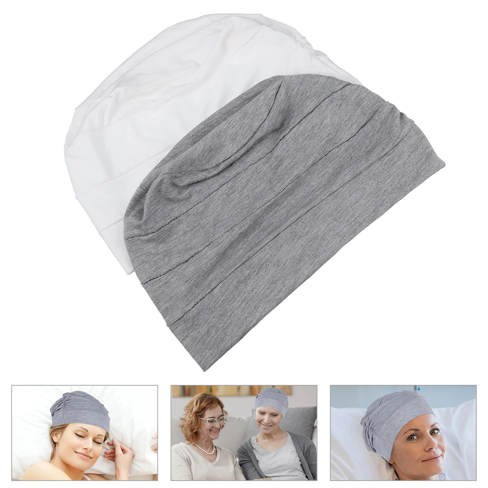 2 Pcs Chemotherapy Cap Hat Caps Sleep Cotton Patients Headgear Elastic Night Cover