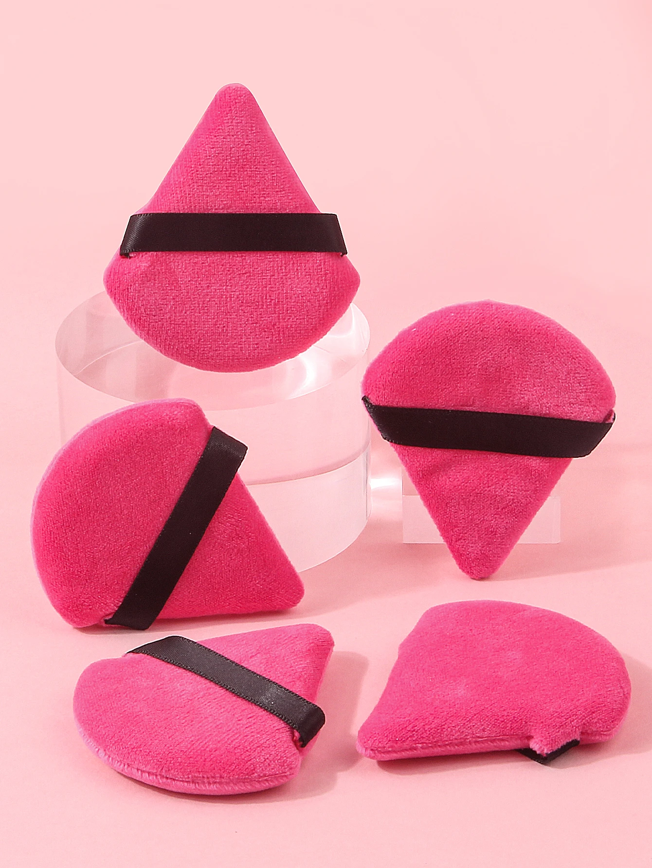 5PCS Soft Flocked Makeup Puff Set, Triangle Makeup Sponge Puff, Cosmetic Tool for Liquid, Cream & Powder Products