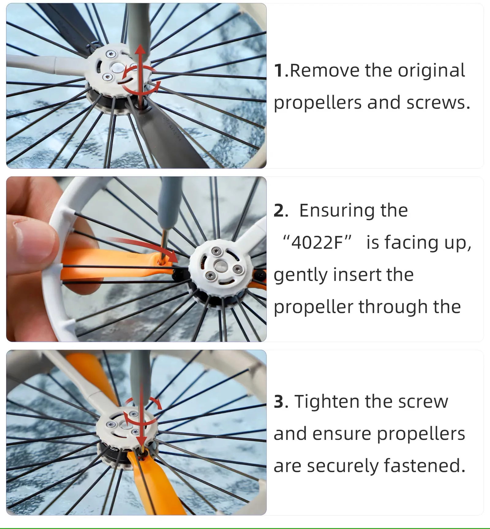 

NEEBRC 8PCS 4022F Replacement Propeller Blade with Screwdrivers Spare Part for DJI FLIP Convenient Installation Quick Release