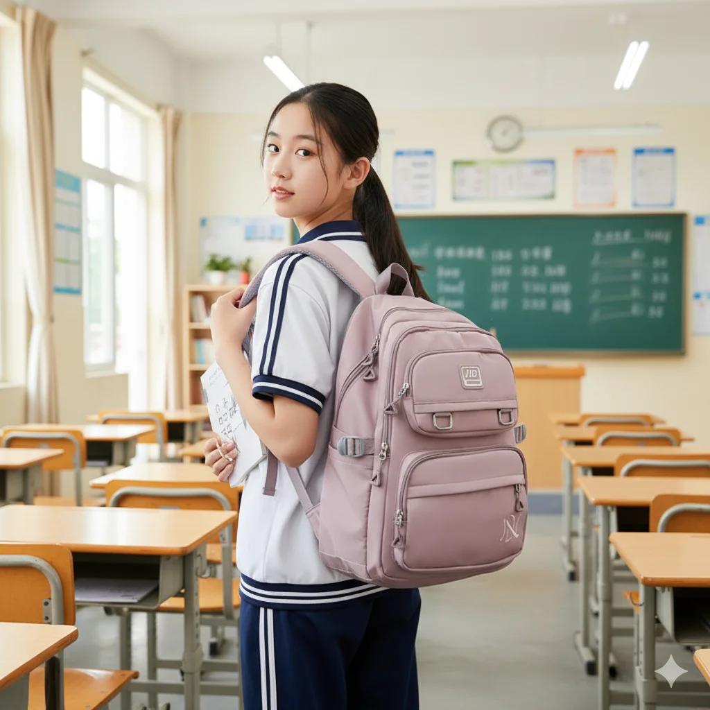

High Capacity Travel Backpack for Girls Lightweight Casual School Bag Versatile British Style Soft Handle Waterproof Zipper