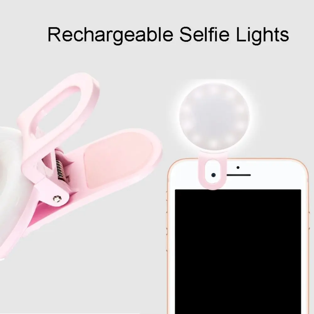 Mini Portable Phone Lens Selfie Ring Light LED Flash Rechargeable Lamp Fashion Universal Live Broadcasting Tool Phone Parts