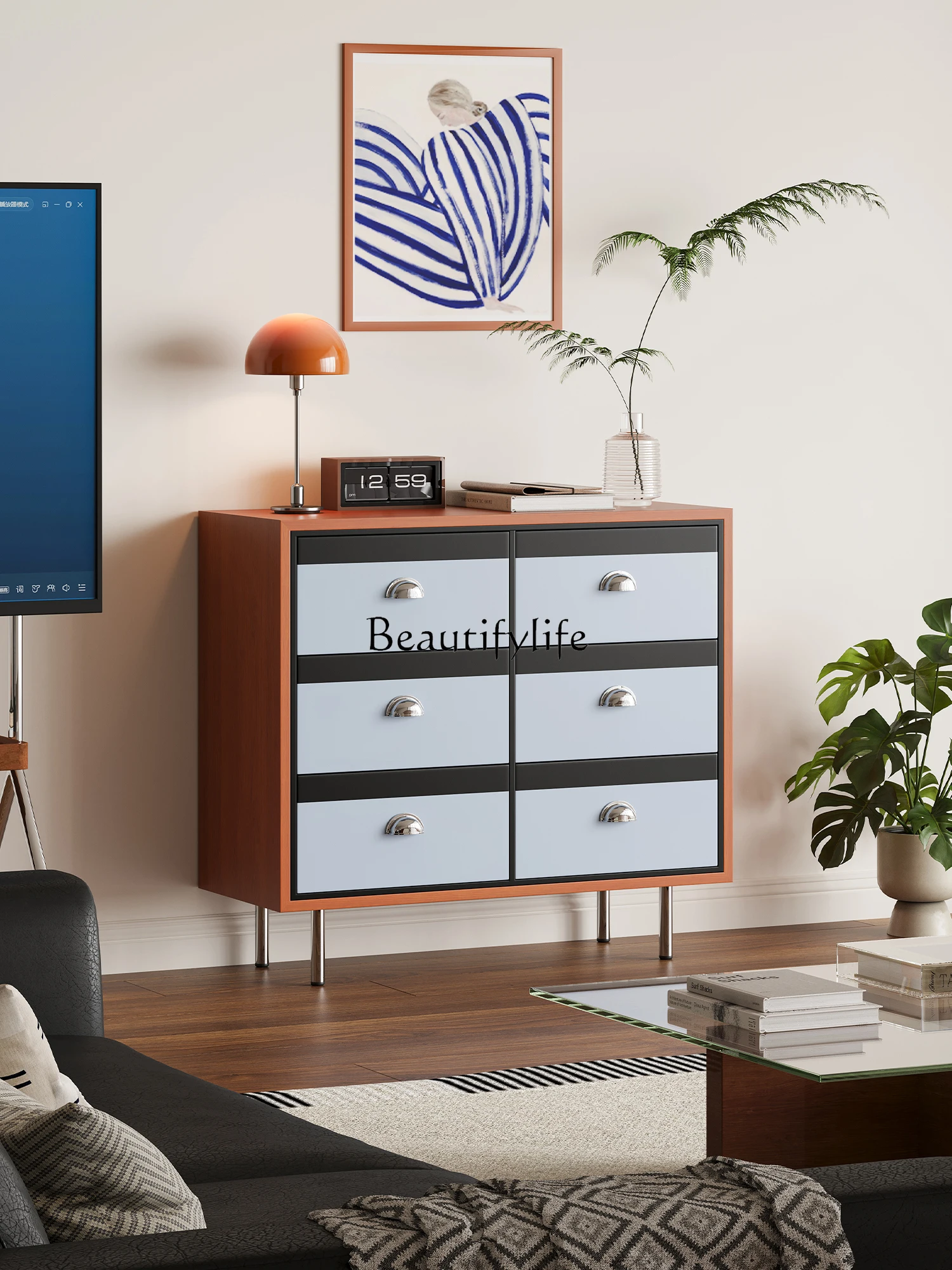 

Simple modern iris blues chest cafe multi-scene storage and storage integrated cabinet