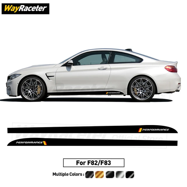 2 Pcs M Performance Decal Carbon Fiber Vinyl Door Side Stripe Skirt Sticker  For BMW M4 F82 F83 2014-2020 CS Accessories - AliExpress