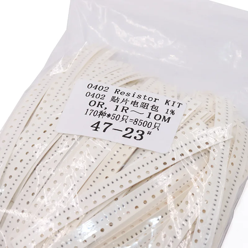 8500pcs 0402 SMD Resistor Kit 170 Values x50pcs 1% 1R-10M Assortment