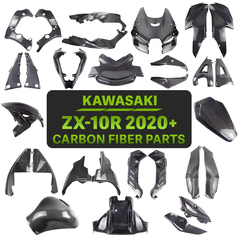 

For Kawasaki ZX-10R 2020+ Carbon Fiber Accessories Body Side Panels Rear Tail Trim Exhaust Cover Fuel Tank Cover Kit
