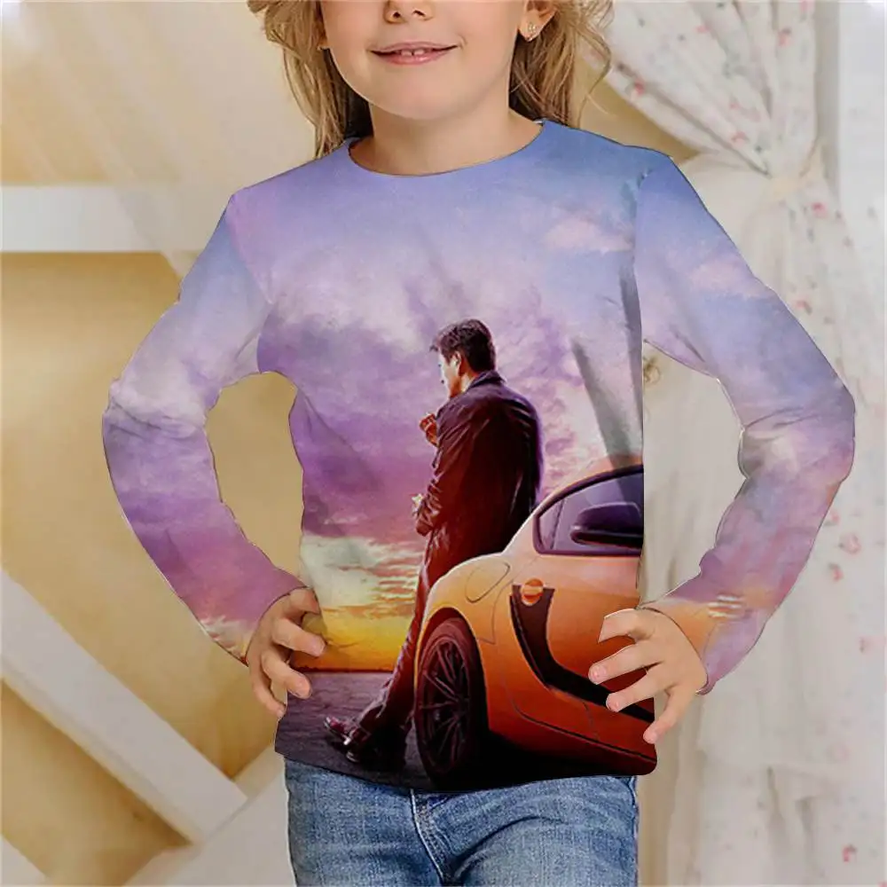 Long Sleeve TShirt Movie Fast And Furious 3D Print Boys Girls Streetwear Casual Fashion T Shirt Children Tees Tops Kids Clothing