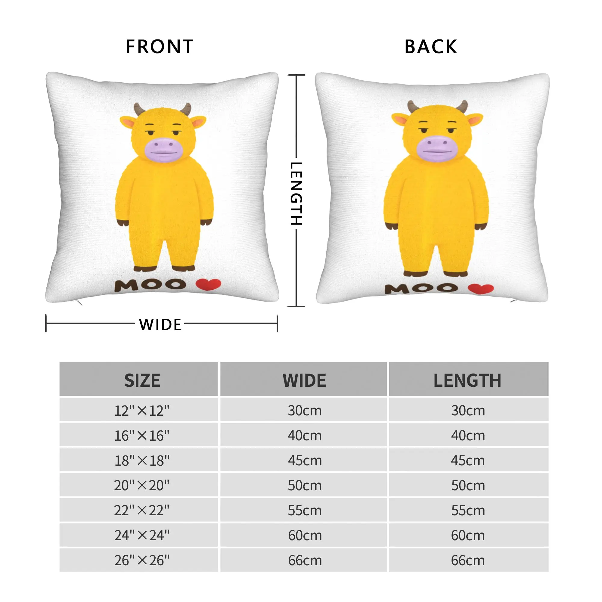 NIU Lai Cute Yellow Bovine Performance Square Pillow Cases  Cushion Covers Fashion Polyester Decorative Pillowcase for Home