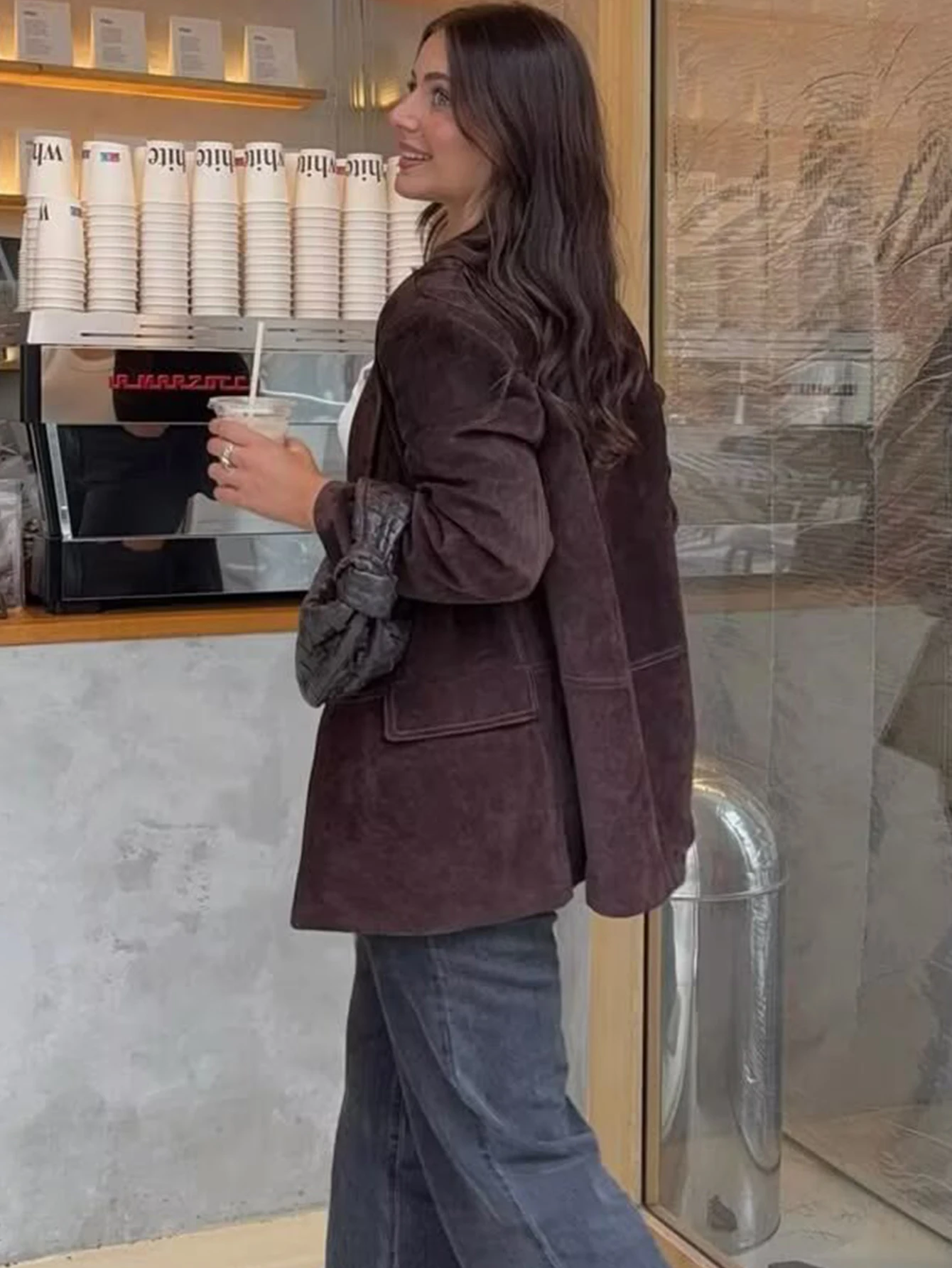 TFMLN 2025, Herbst Frauen Taschen Jacken Retro Straße Damen Volle Hülse Kausalen Mäntel Mode Chic Single Button Lose Outwear