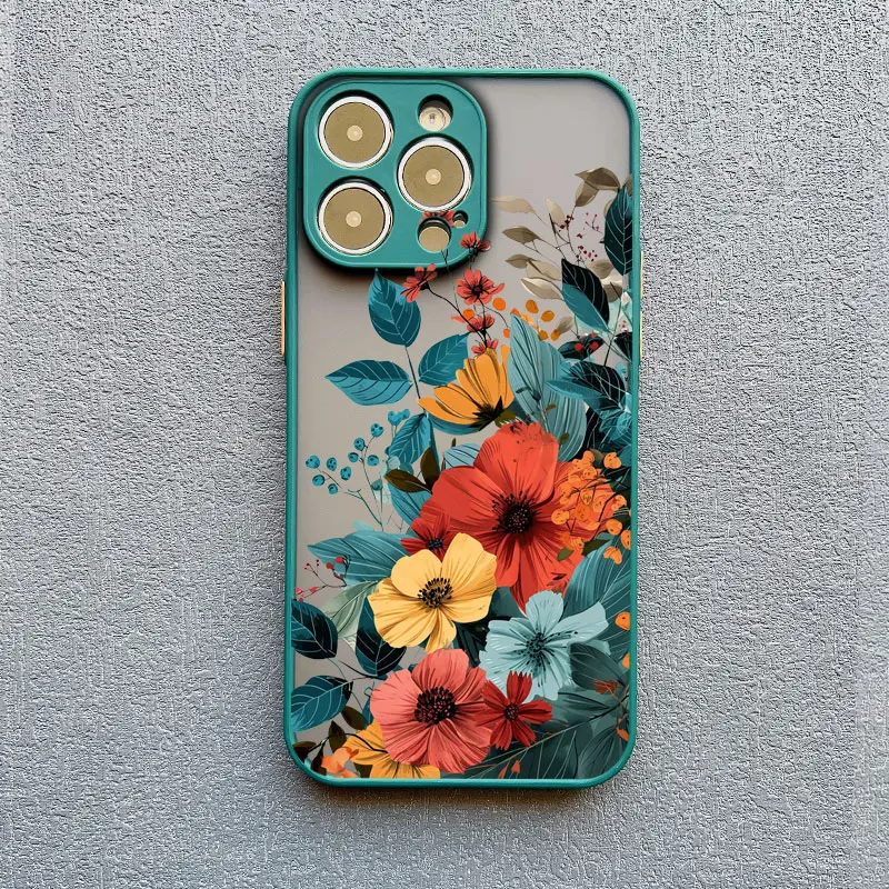 Vintage Blumen Handyhülle für iPhone 17 16 15 14 Pro Max 12 11 13 Pro Max Mini X XR XS 14 15 16 Plus Schmetterlings-Pflanzen-Rückseite – Detail 2
