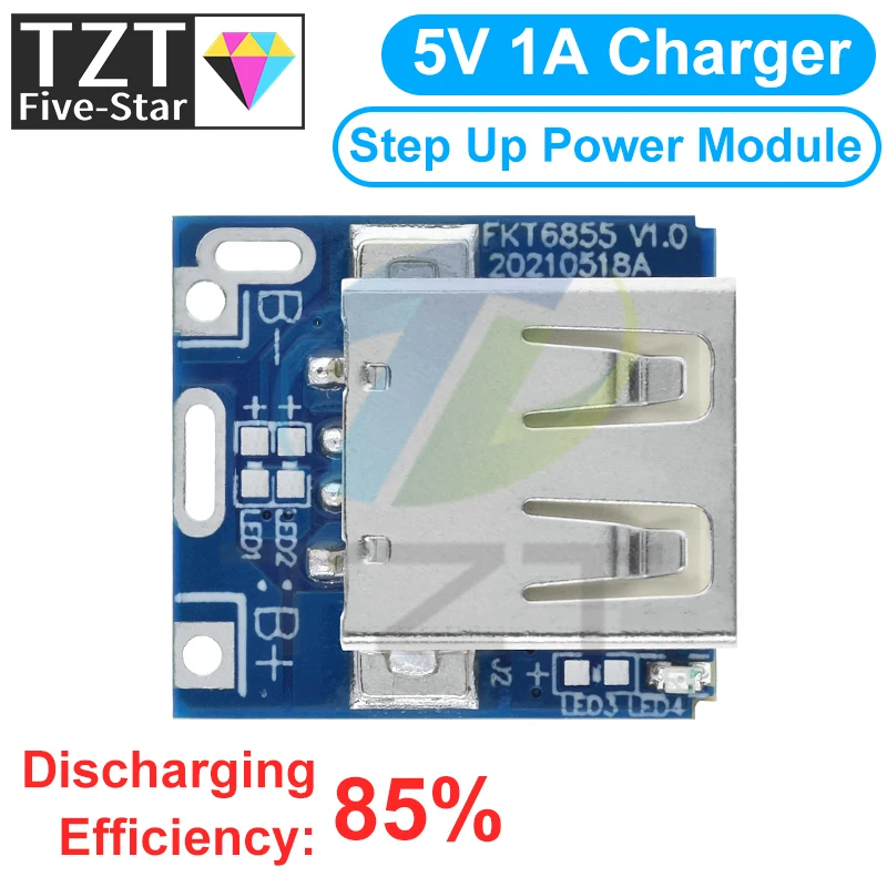 TZT 5V Boost Converter Step-Up Power Module Lithium Battery Charging Protection Board LED Display USB For DIY Charger 134N3P