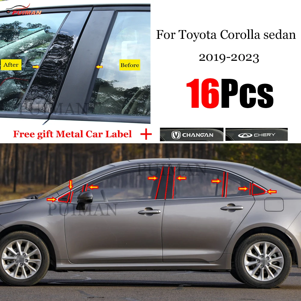 

Для Toyota Corolla Sedan 2019 2020 2021 2022 23 защитная накладка на окно автомобильной двери средней колонки черная полоса из поликарбоната декоративная наклейка