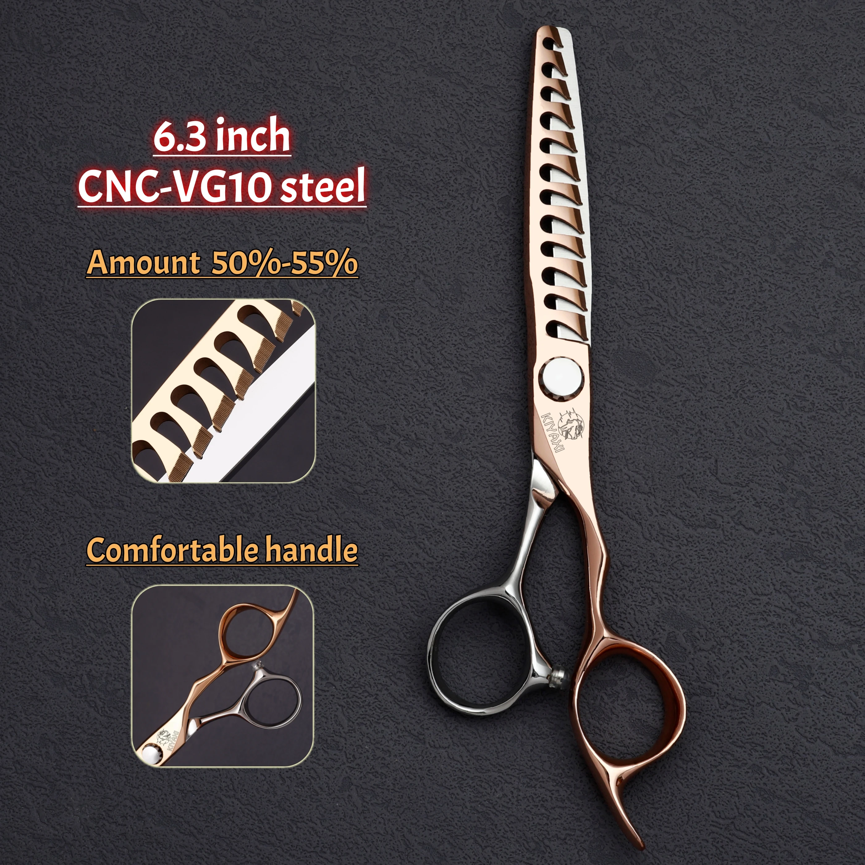 6.3 inch Professional hair thinning scissorsMade by CNC Technology and VG10 steel barber scissorsTop-level Barber Accessories