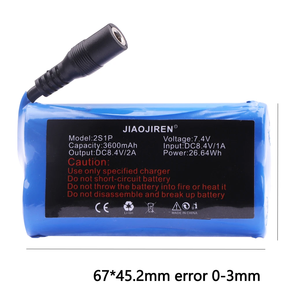 Batteria al litio ricaricabile da 7,4 V 3600 MAH con caricabatterie per apparecchiature di riscaldamento elettrico Guanti riscaldati invernali Batterie Guanti termici
